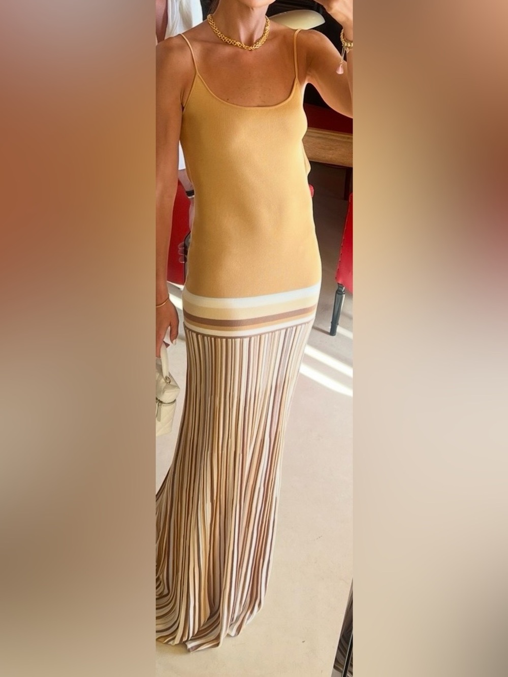 Faithfull the Brand Striped Maxi Dress in yellow and Cream - Picture 4 of 4